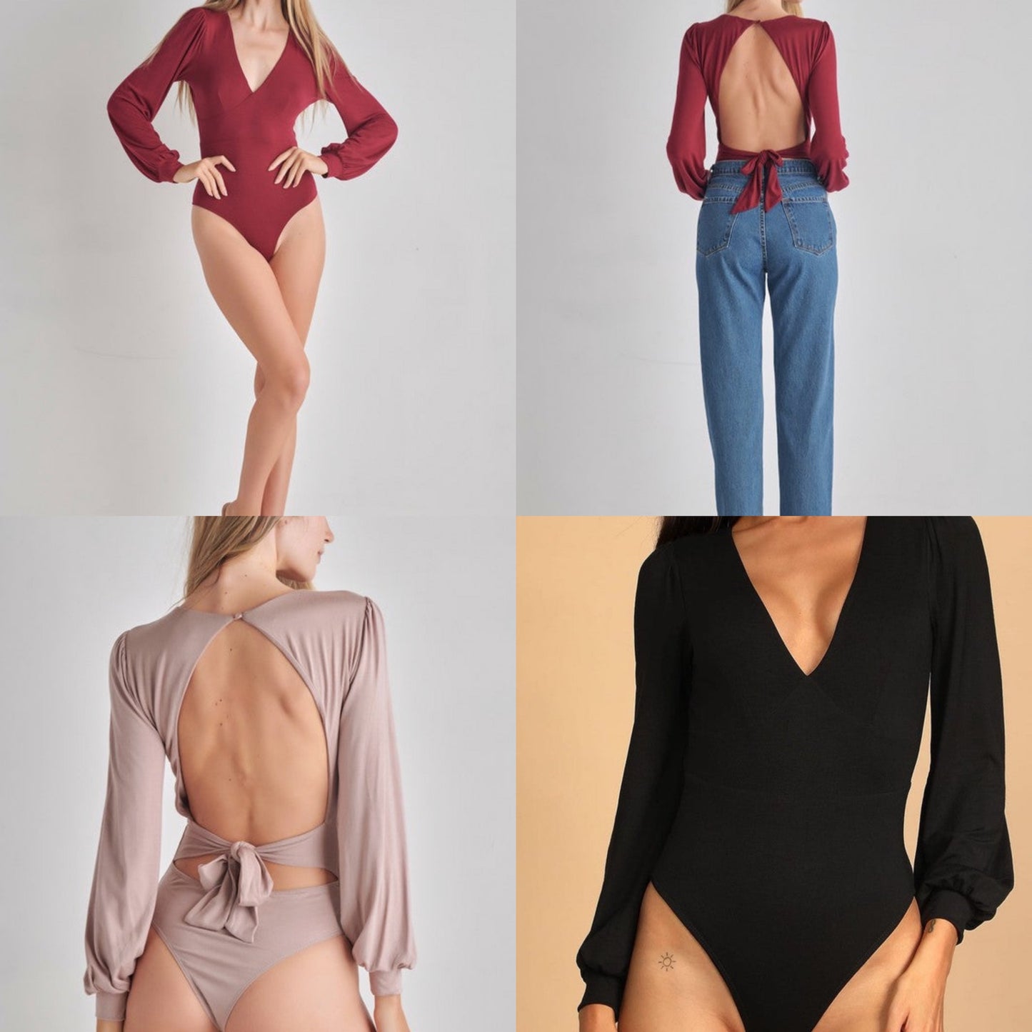 Body romantique à dos ouvert (5 couleurs)