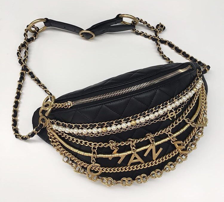 Sac banane noir à chaîne Coco