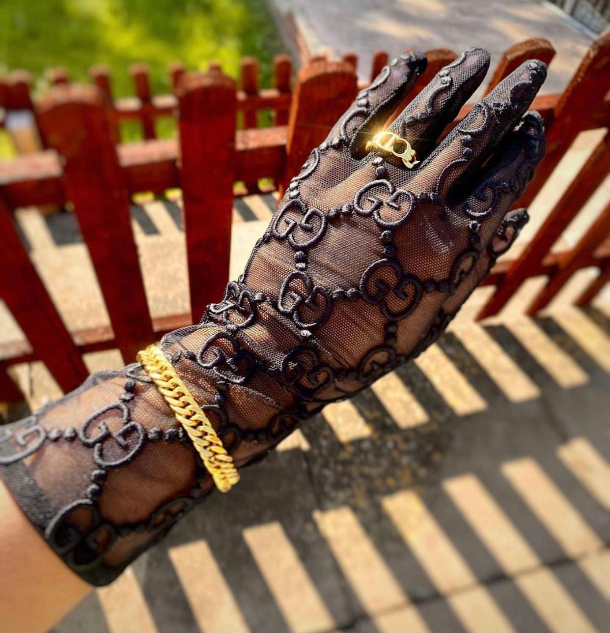 Guantes de tul con motivo GG