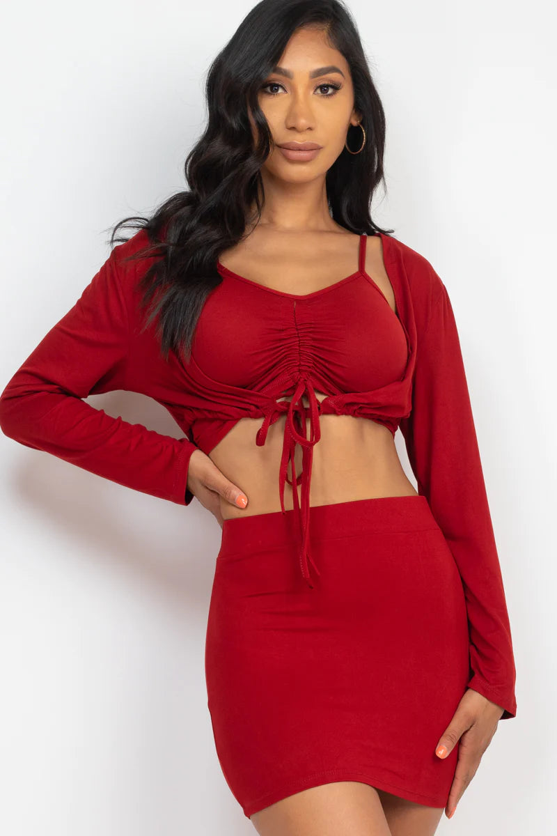 Conjunto de falda de 3 piezas "Bae" 8 colores (pequeño-grande)