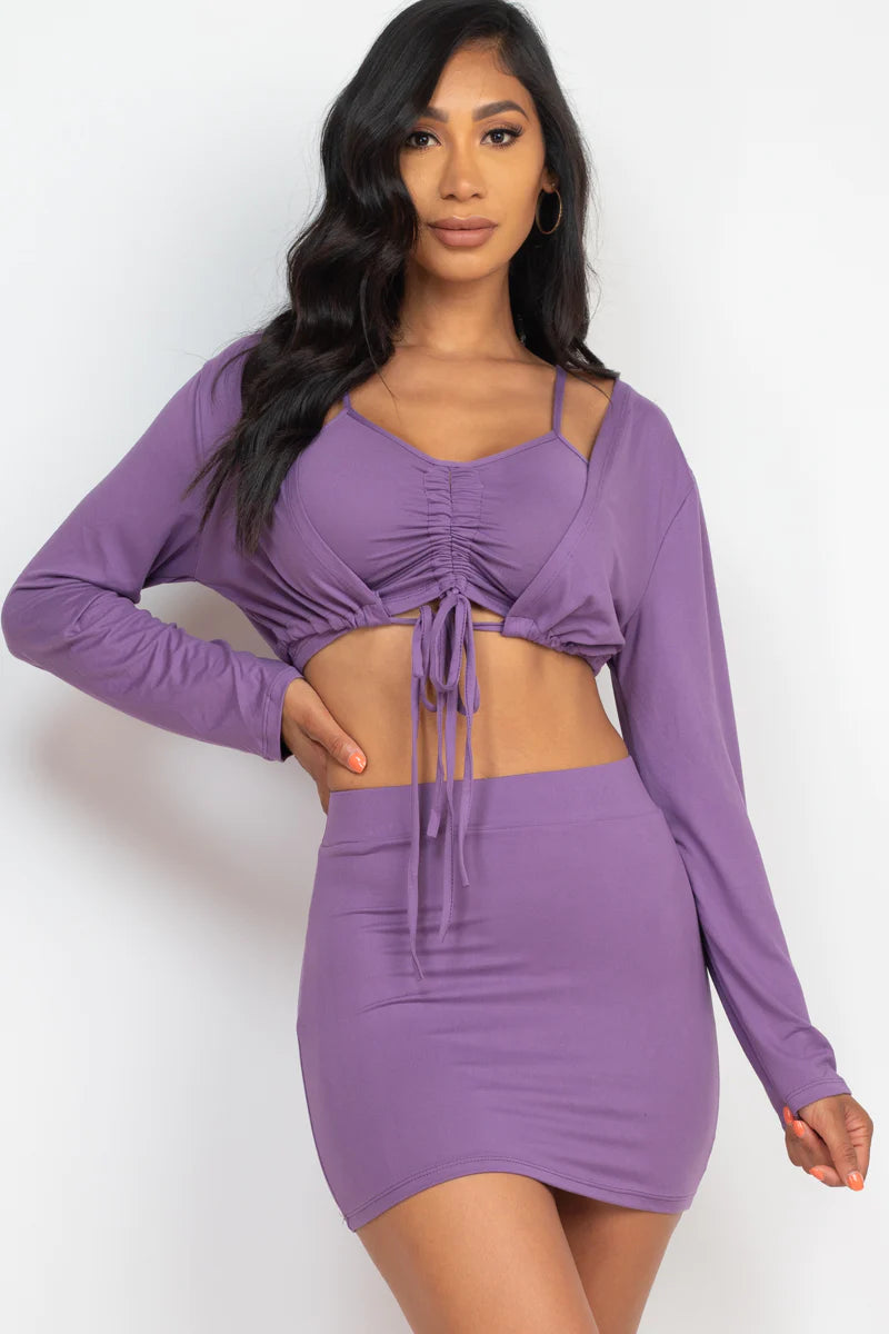 Conjunto de falda de 3 piezas "Bae" 8 colores (pequeño-grande)