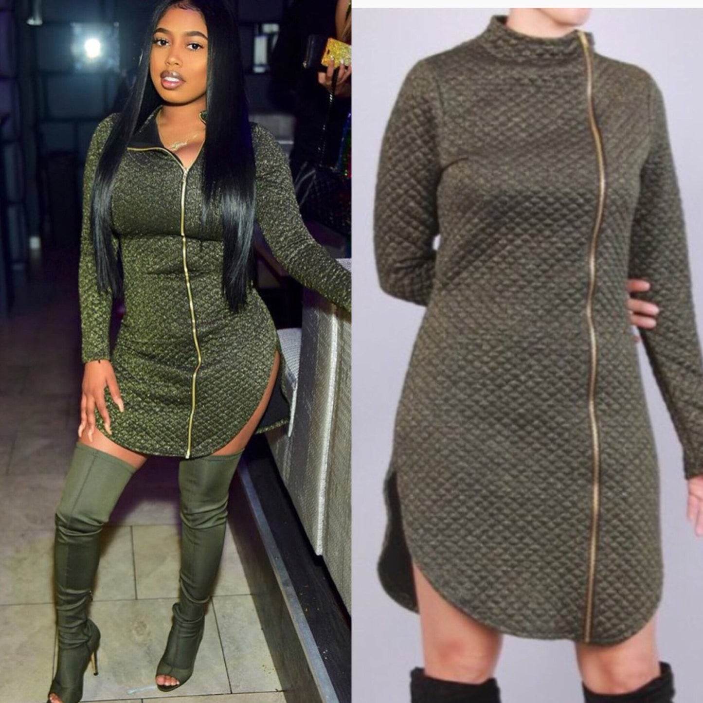 Quilted Zipper Dress