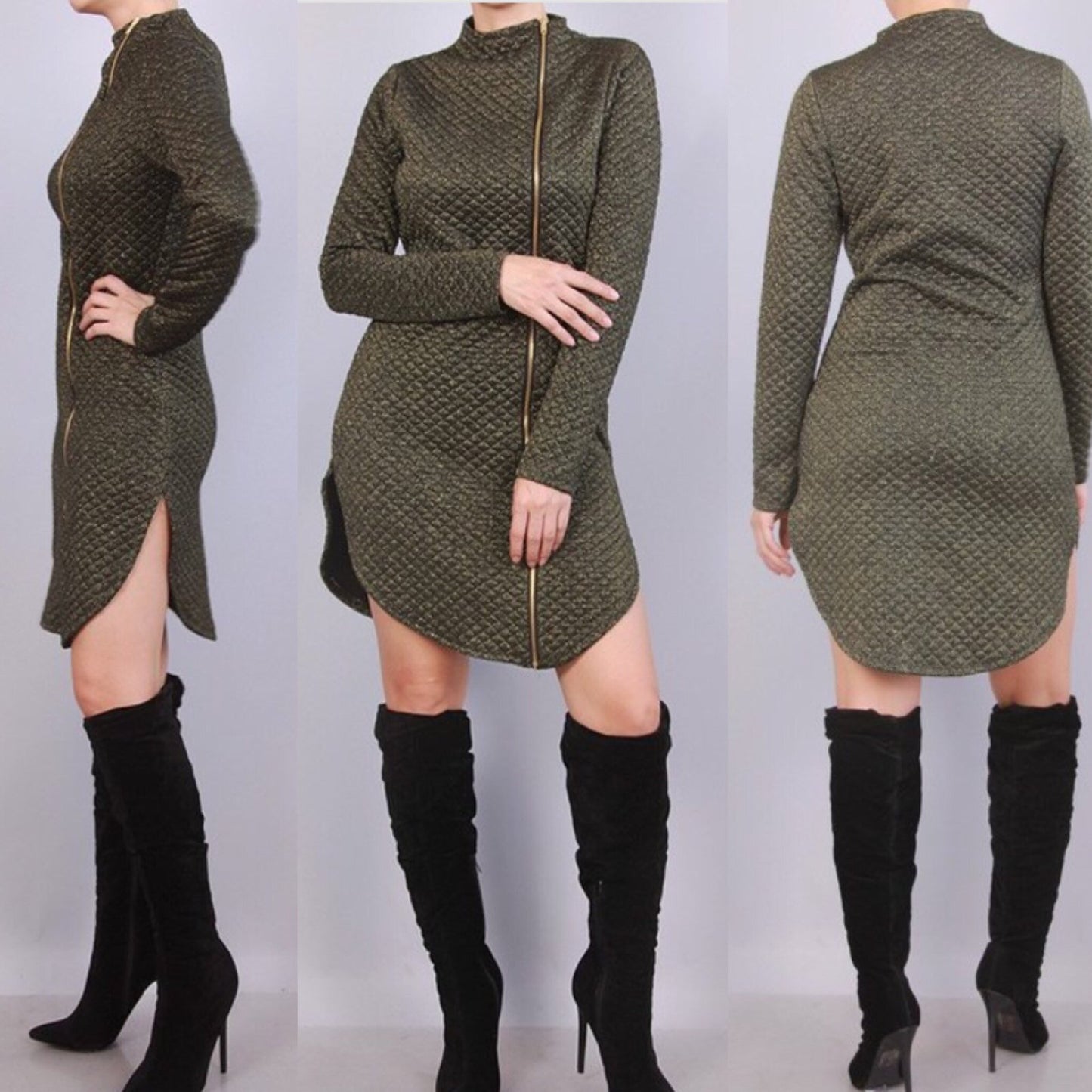 Quilted Zipper Dress