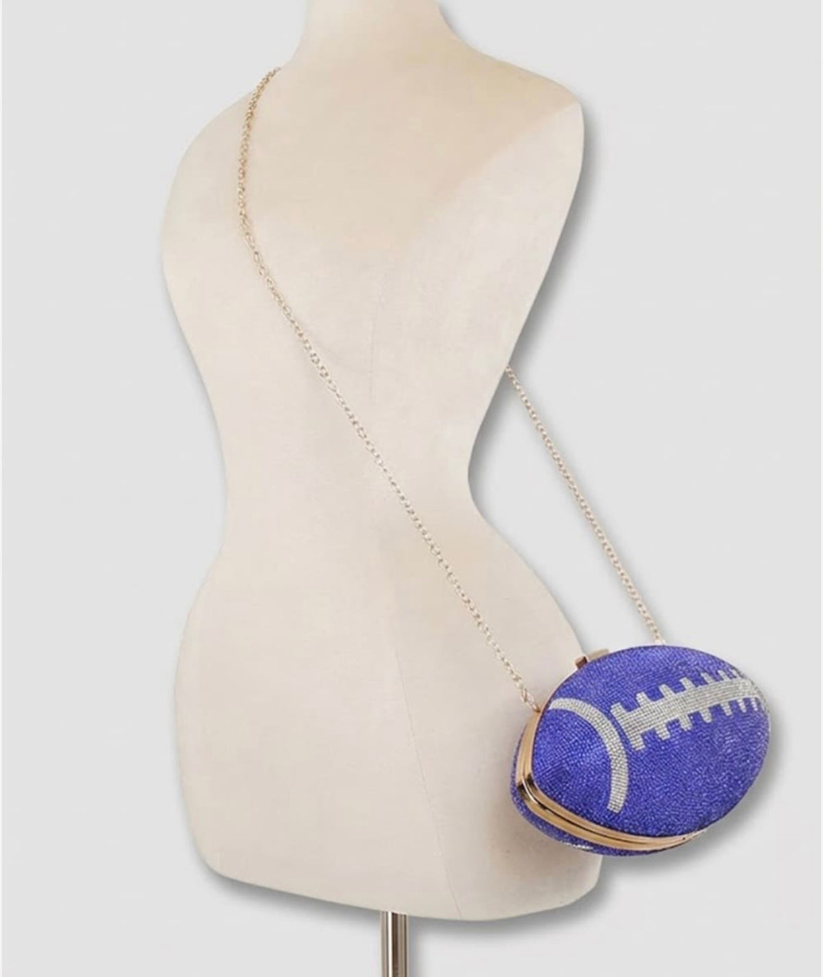 Blue Bling Football Clutch