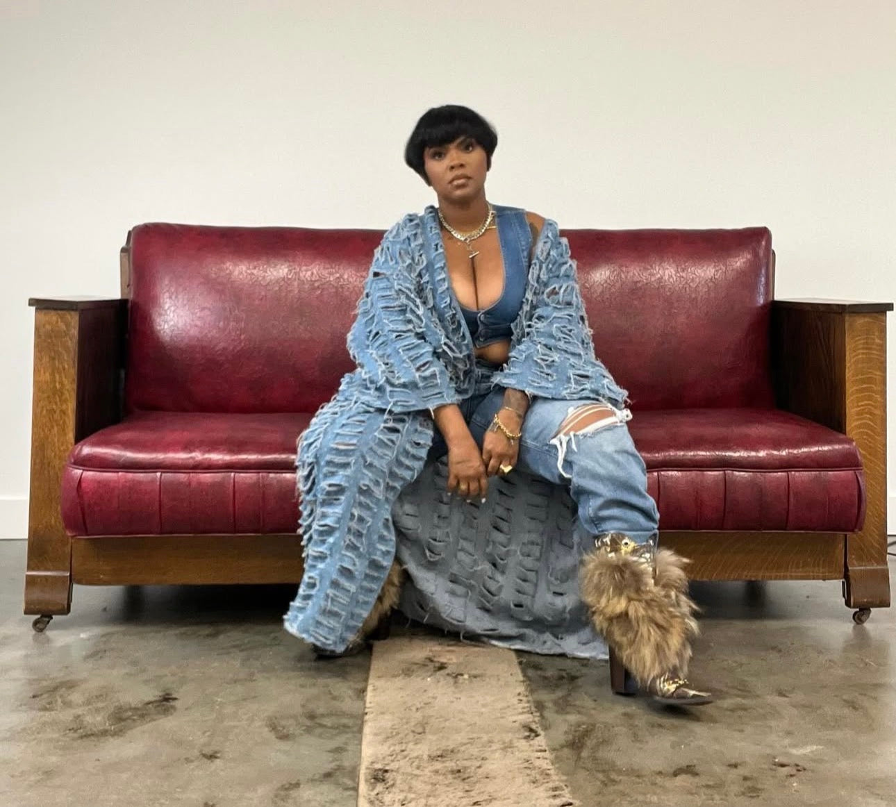 Distressed Denim | Kimono Duster