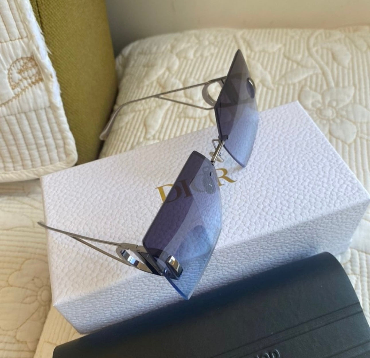 BLUE SILVER FRAME DIOR MONTAIGNE SUNGLASSES