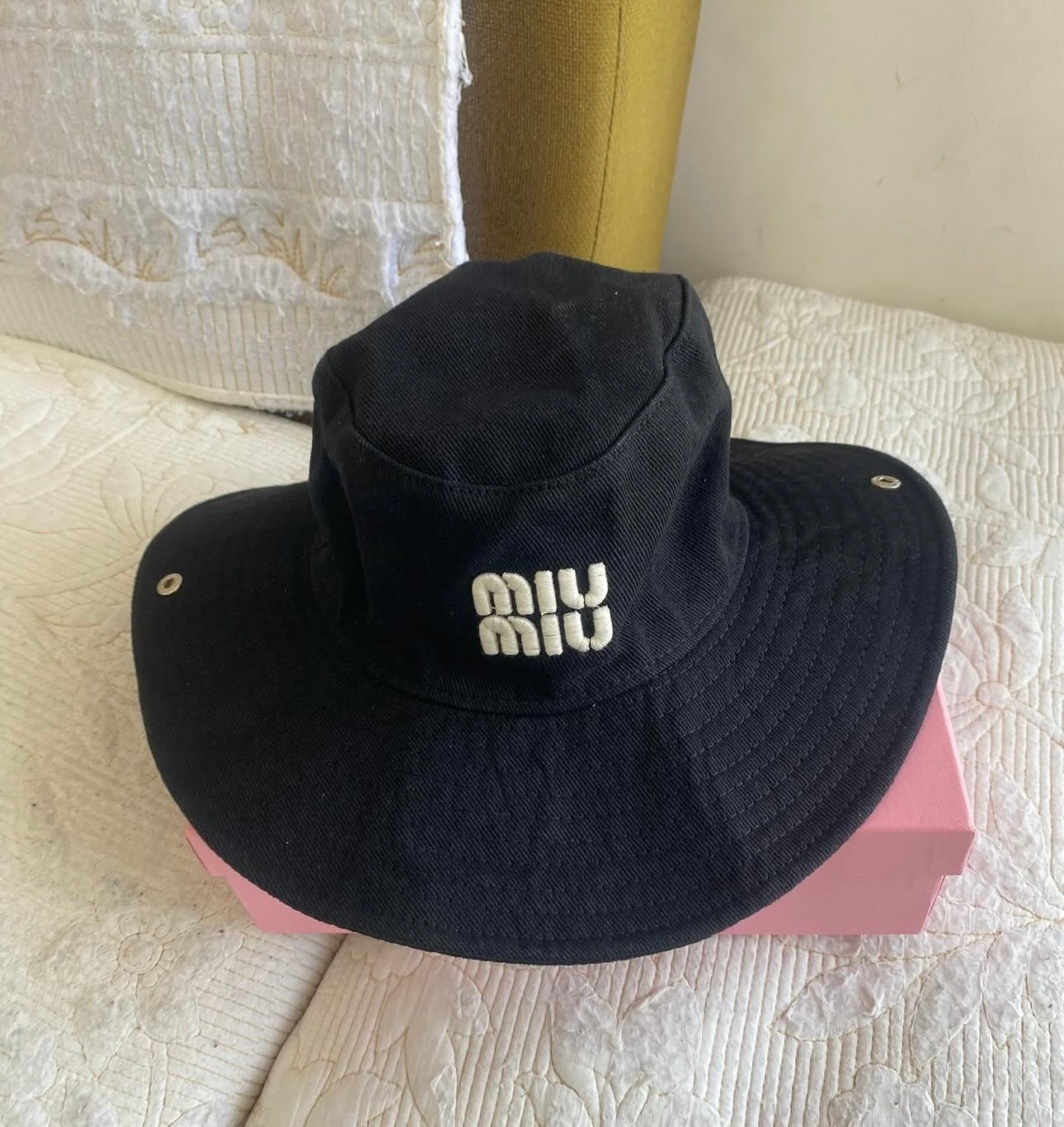 Black/White Miu Drill Hat