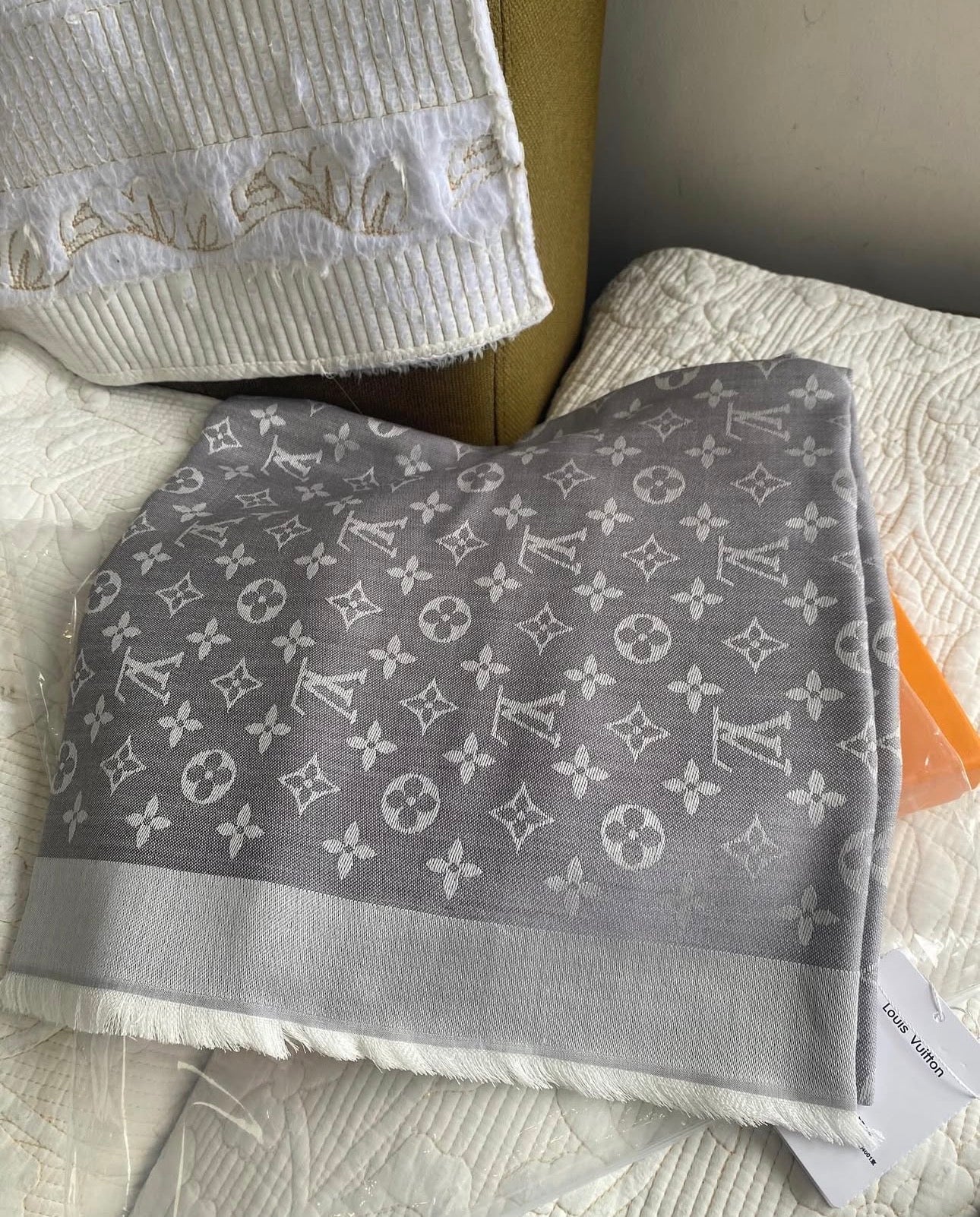 Gray Monogram Denim Scarf