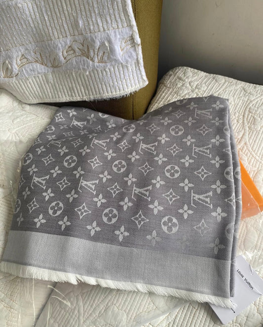 Gray Monogram Denim Scarf