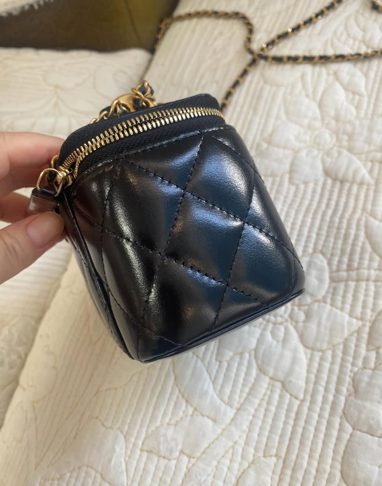 Black Lambskin Coco Mini Vanity Crossbody Bag | Gold Hardware