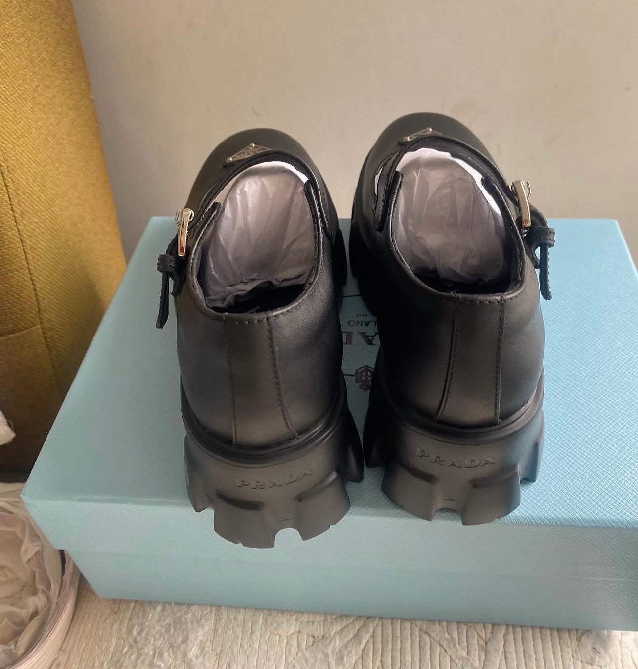 Brushed leather Monolith Mary Janes