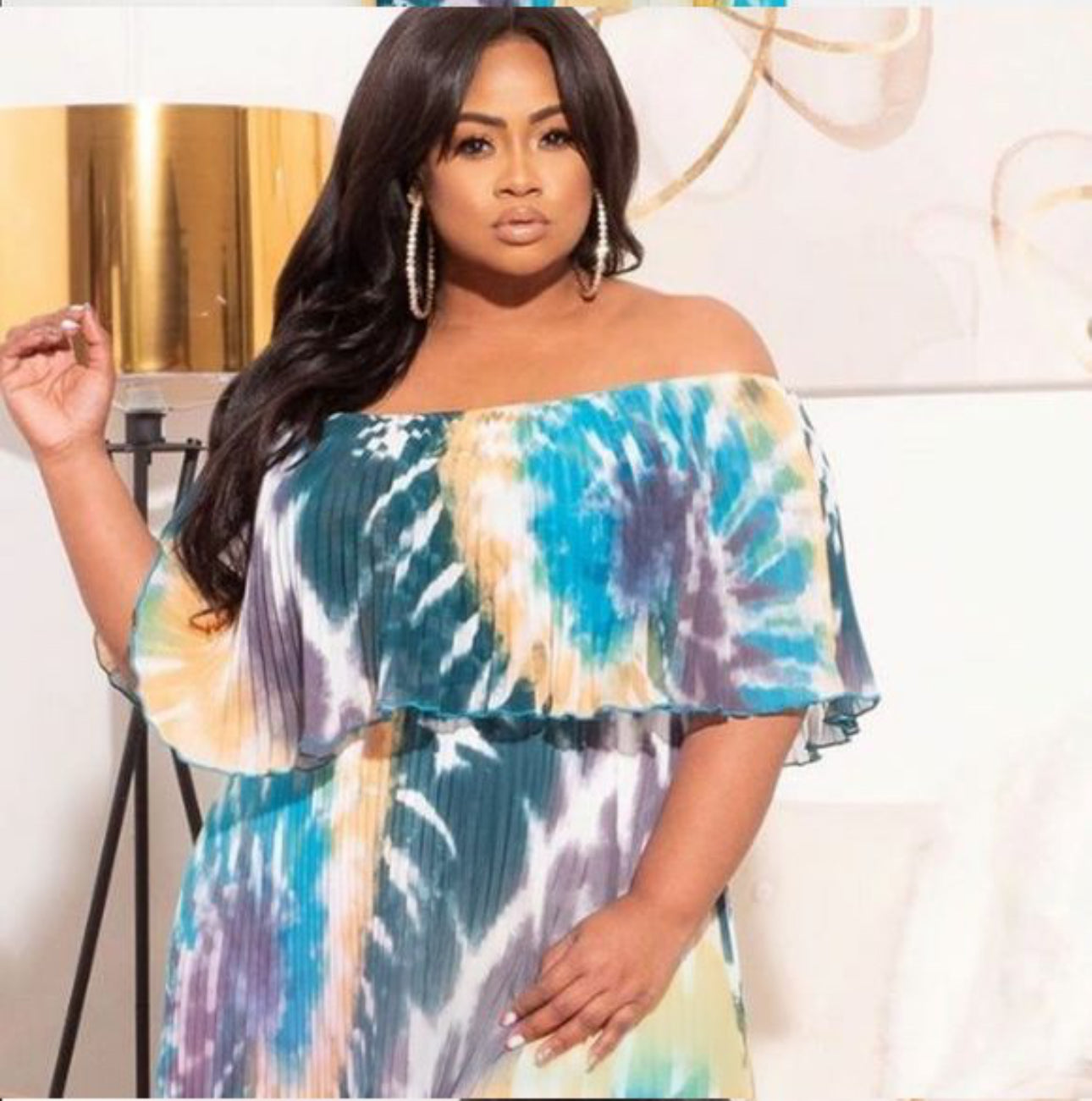 DYER NEED Off the Shoulder Pleated Maxi Dress | 2 COLORS