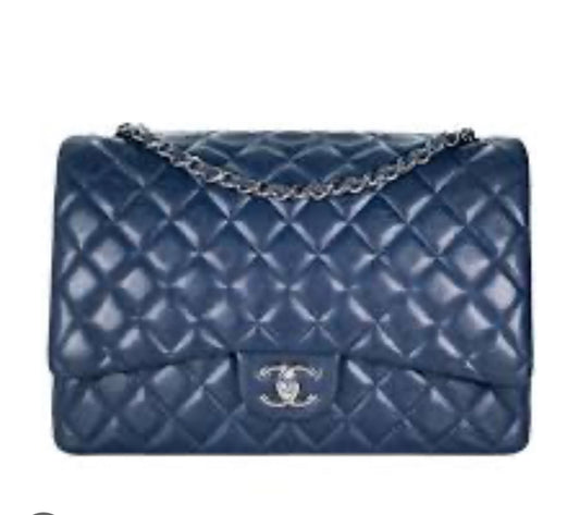 Medium Navy Lambskin Flap Bag