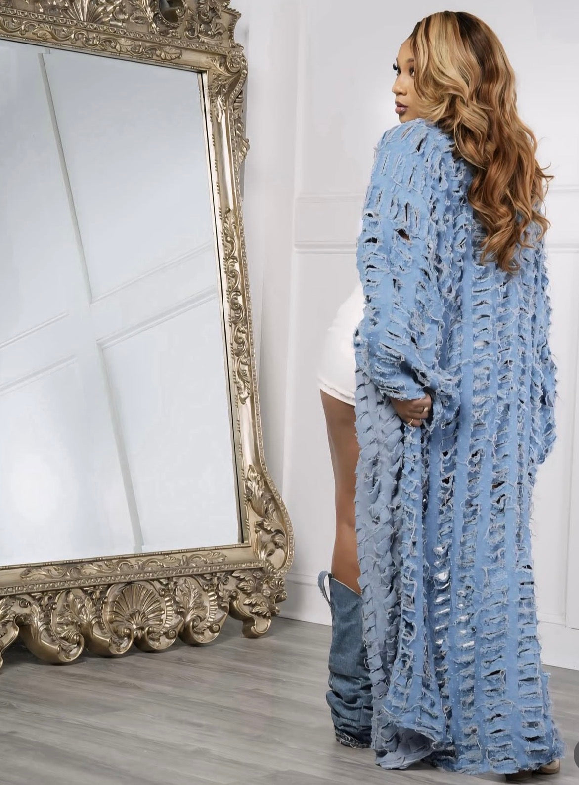 Distressed Denim | Kimono Duster