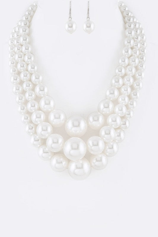 Mix Pearl Layer Statement Necklace Set (12 Colors)