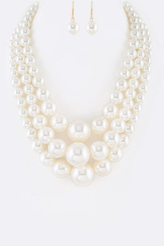 Mix Pearl Layer Statement Necklace Set (12 Colors)