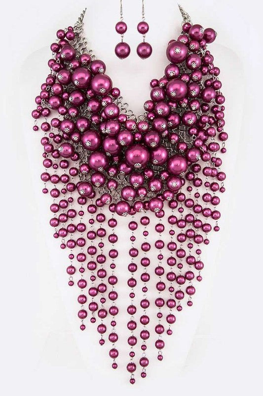 Head Turner Statement Mix Pearl Layer Necklace Set (12 Colors)