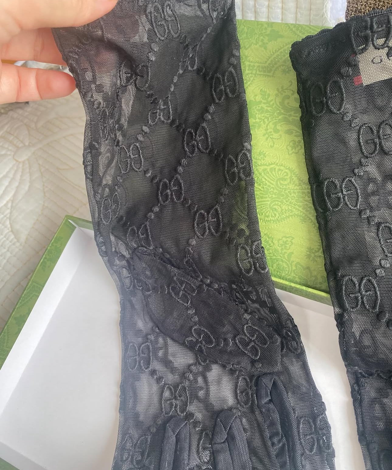 Guantes de tul con motivo GG