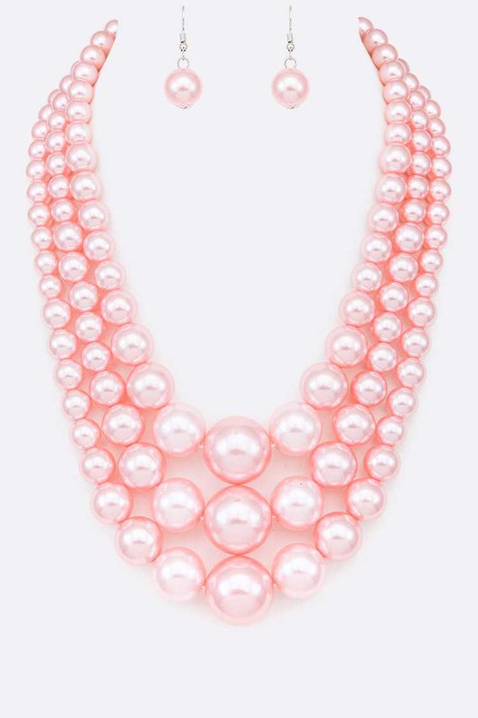 Mix Pearl Layer Statement Necklace Set (12 Colors)