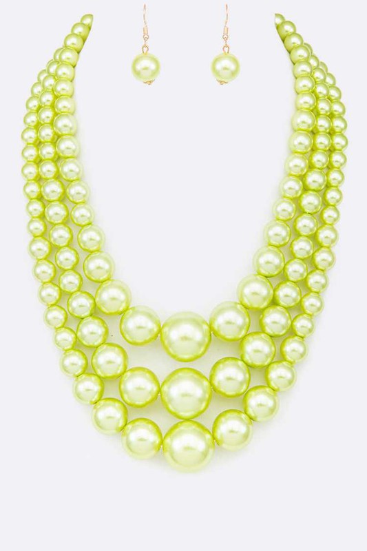 Mix Pearl Layer Statement Necklace Set (12 Colors)