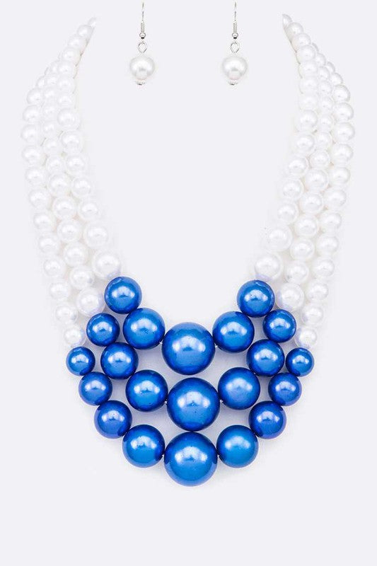 Mix Pearl Layer Statement Necklace Set (12 Colors)