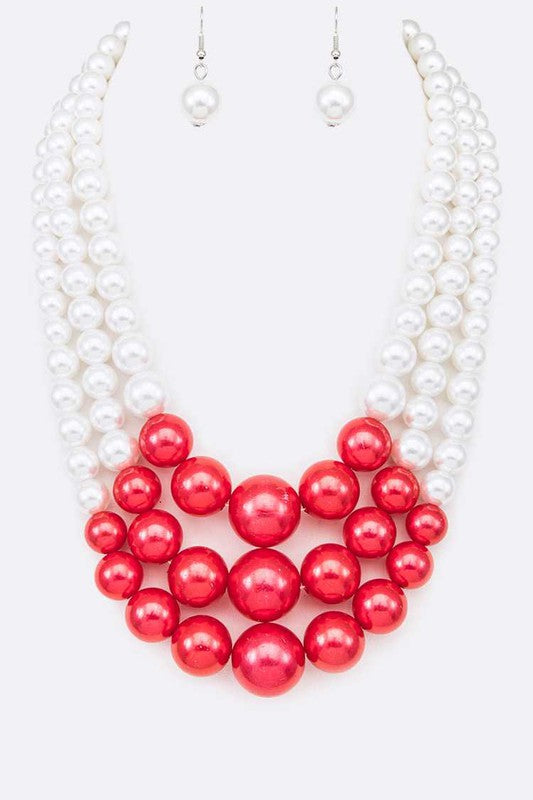 Mix Pearl Layer Statement Necklace Set (12 Colors)