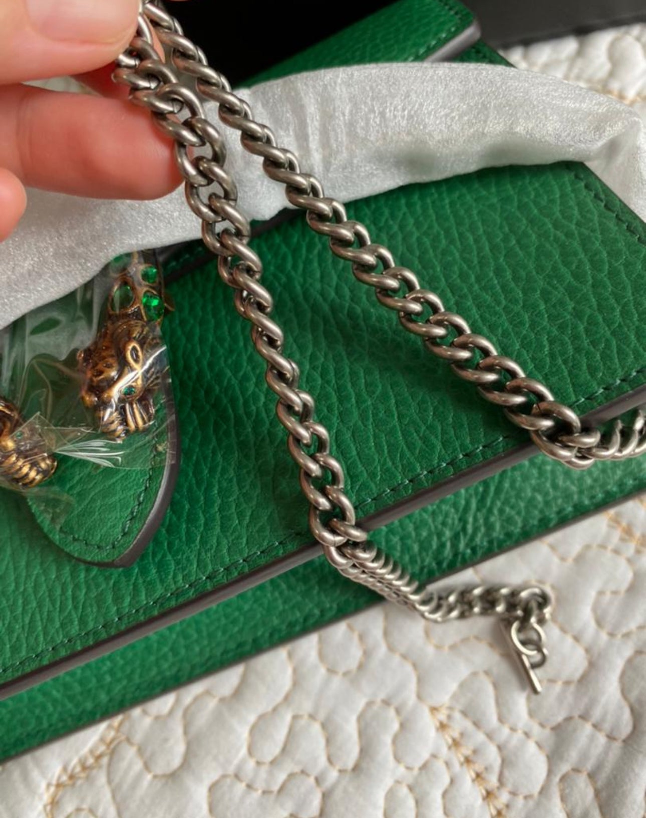 Super mini sac Dionysus en cuir vert