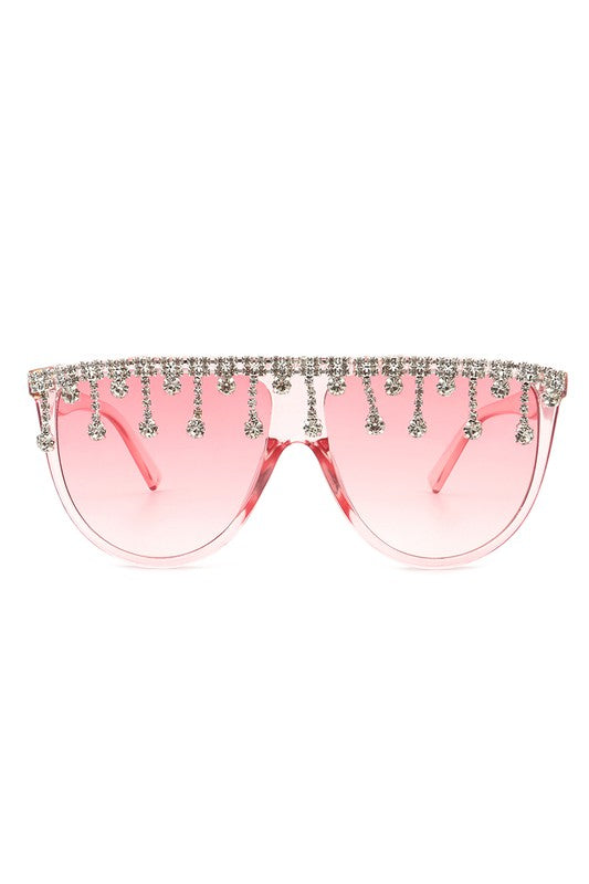 Round Oversize Rhinestone Fashion Sunglasses