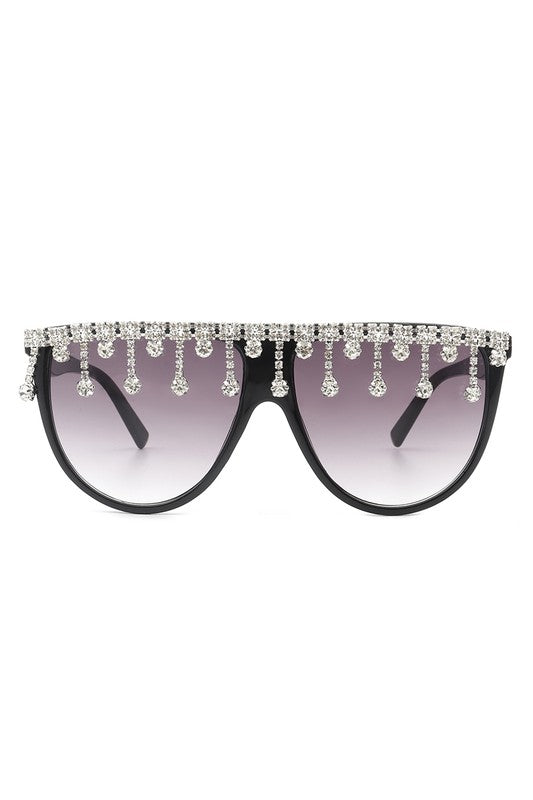 Round Oversize Rhinestone Fashion Sunglasses