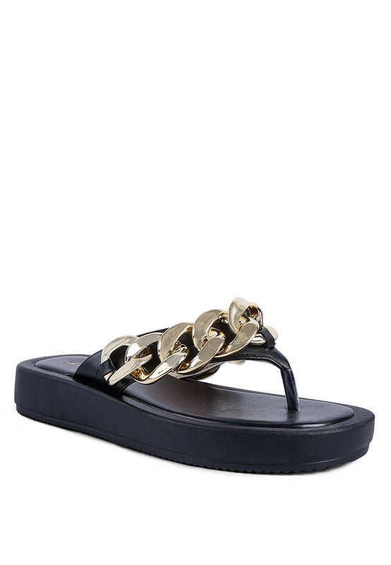 SANDALIAS DE DESTALONADA CON CADENA DE METAL