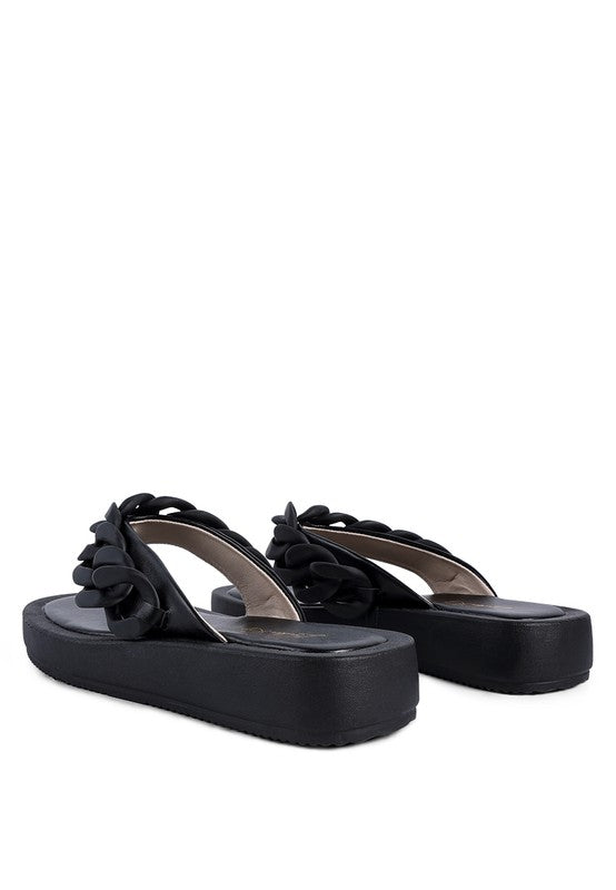 SANDALIAS DE DESTALONADA CON CADENA DE METAL