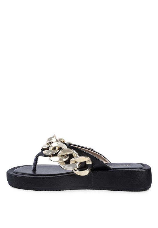 SANDALIAS DE DESTALONADA CON CADENA DE METAL