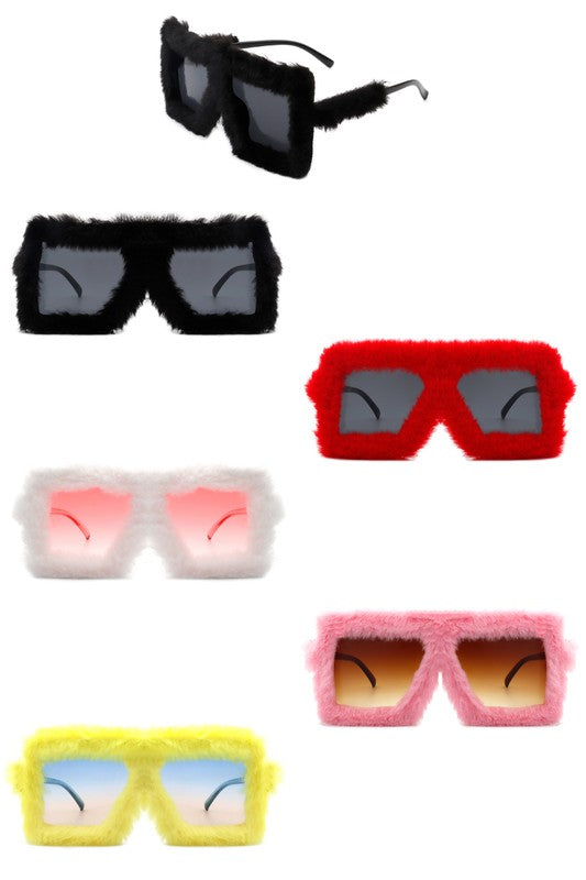 Gafas de sol cuadradas extragrandes y esponjosas de piel sintética