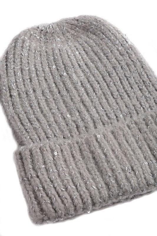 KNITTED SEQUIN BEANIE