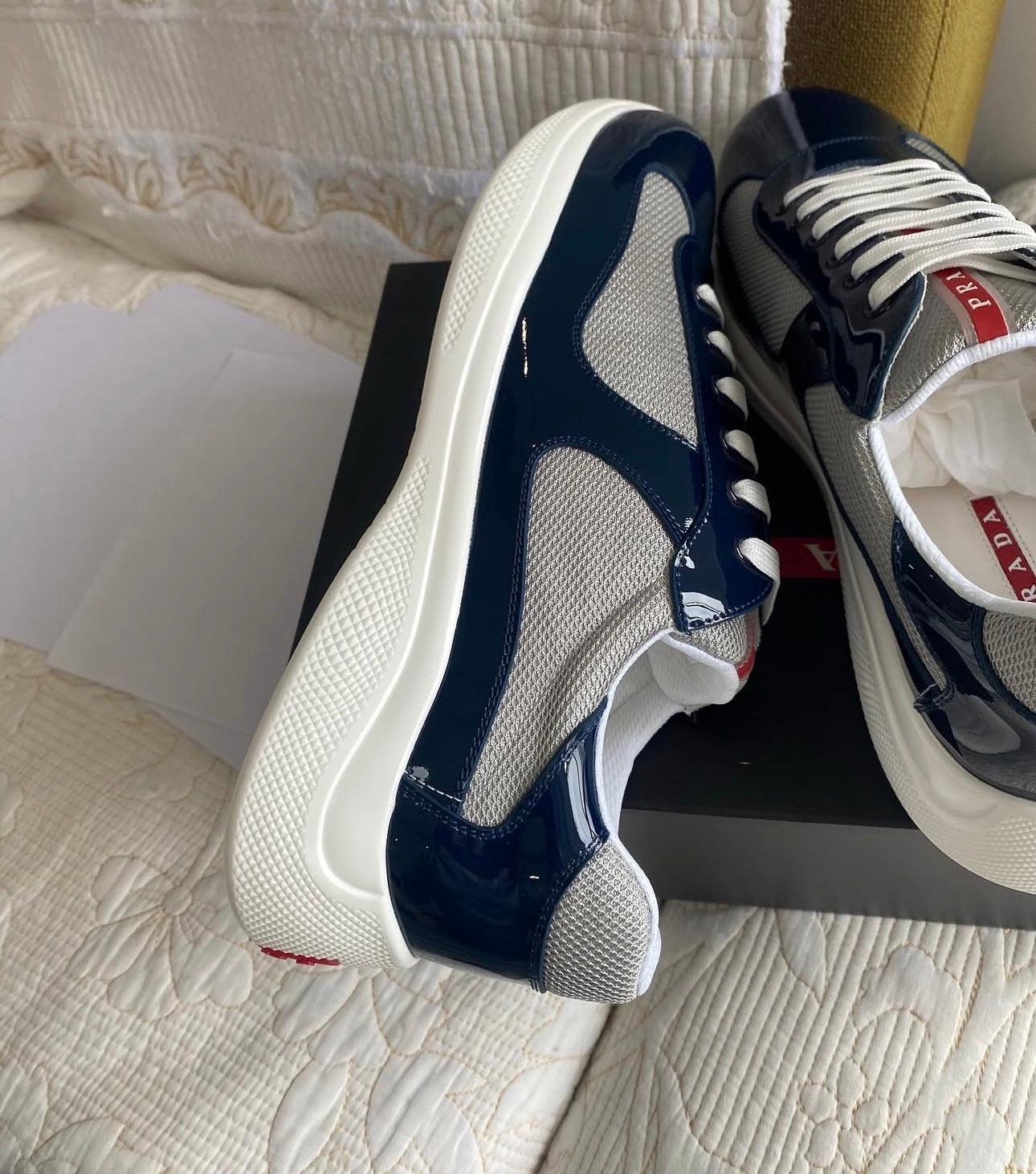 Patent Leather and Technical fabric PRA American Cup Sneaker | Royal Blue/Silver