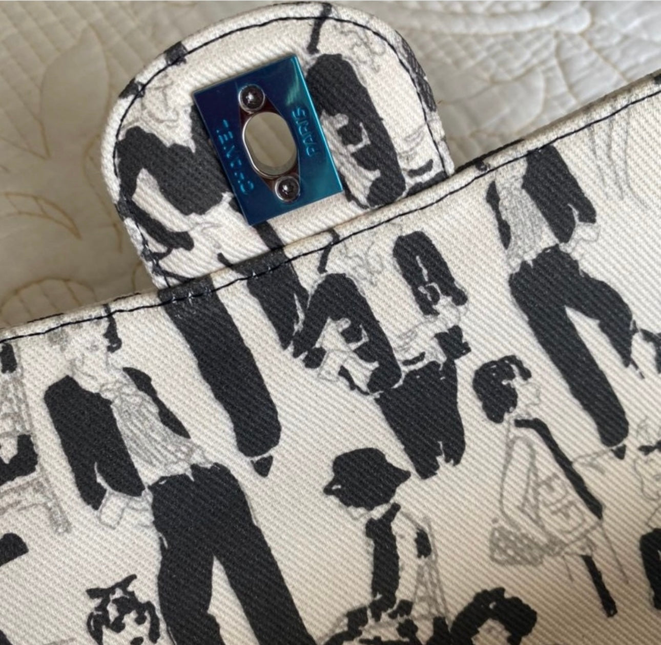 Coco Canvas Printed Medium Double Flap Bag