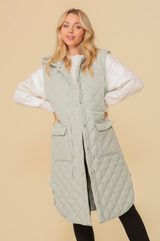 Oversized Quilted Midi Vest (3 Colors)