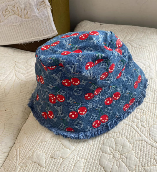 LV x TM Denim Cherry Cerise Bucket Hat