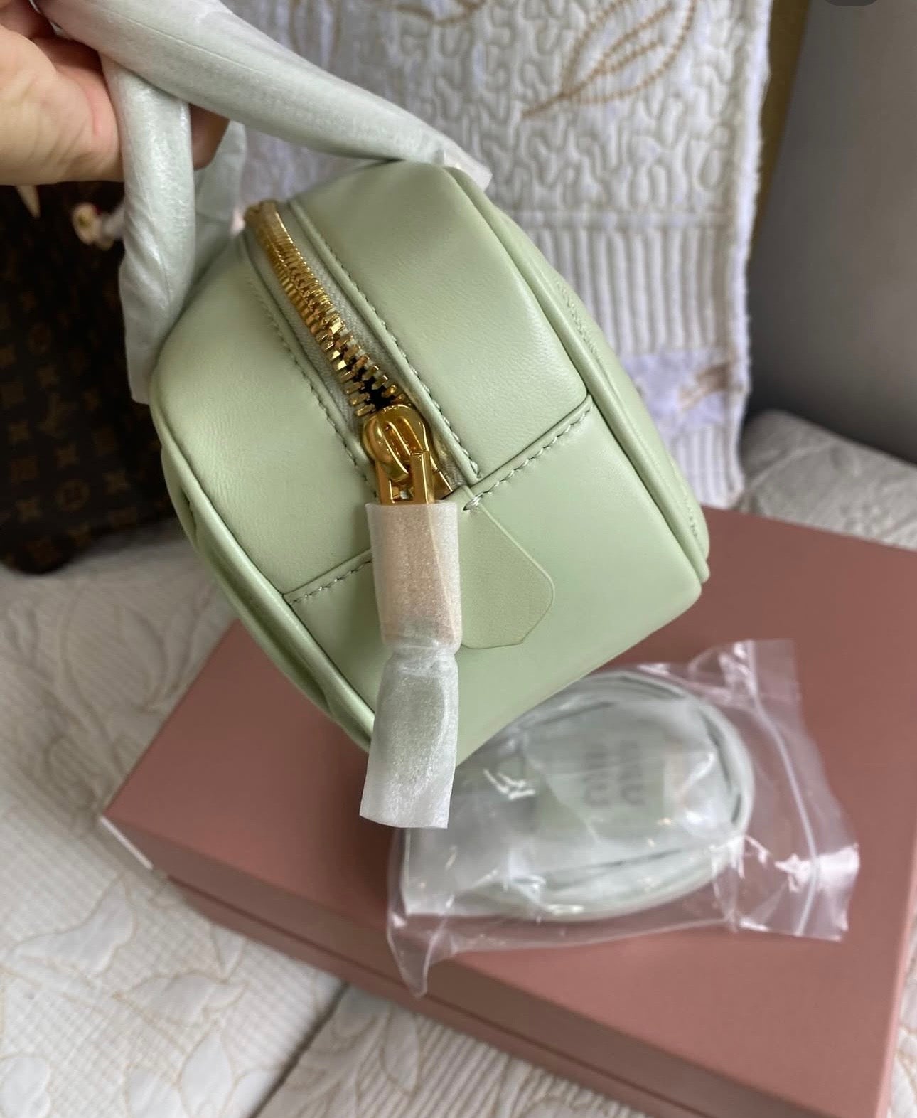 Green | Arcadie Matelassé Nappa Leather Top Handle Bag