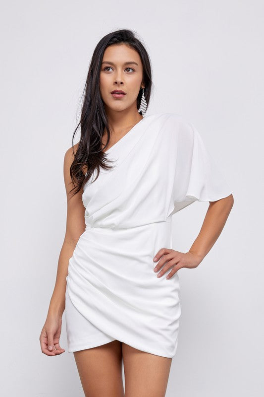 ONE SHOULDER WRAP DRESS