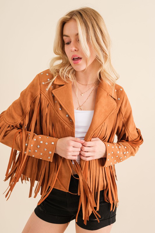 Studded Fringe Western Jacket (3 Colors)