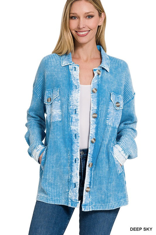 CHAQUETA DE ALGODÓN WAFFLE LAVADO AL ÁCIDO