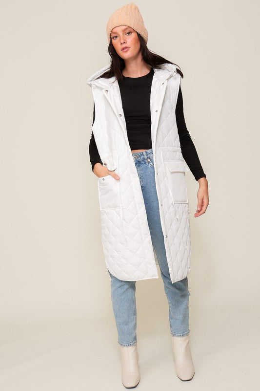 Oversized Quilted Midi Vest (3 Colors)