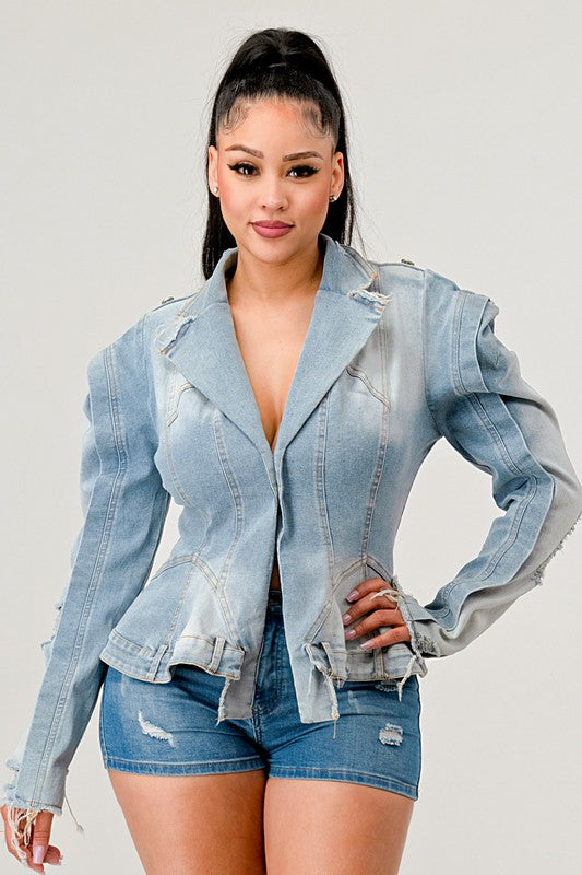 Vintage Denim Jean Blazer Jacket