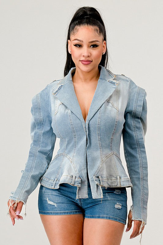 Vintage Denim Jean Blazer Jacket