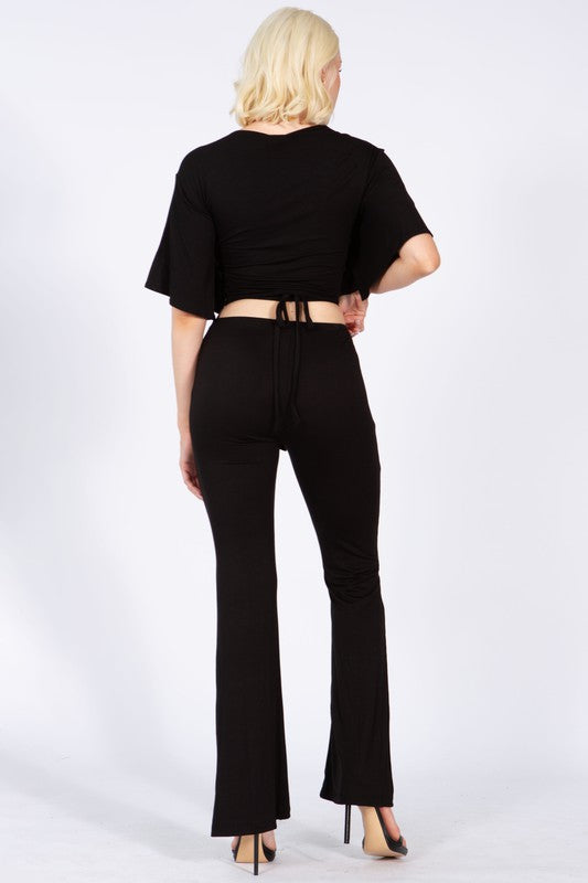 Priscilla Sleeve Knot Front Crop Blouse