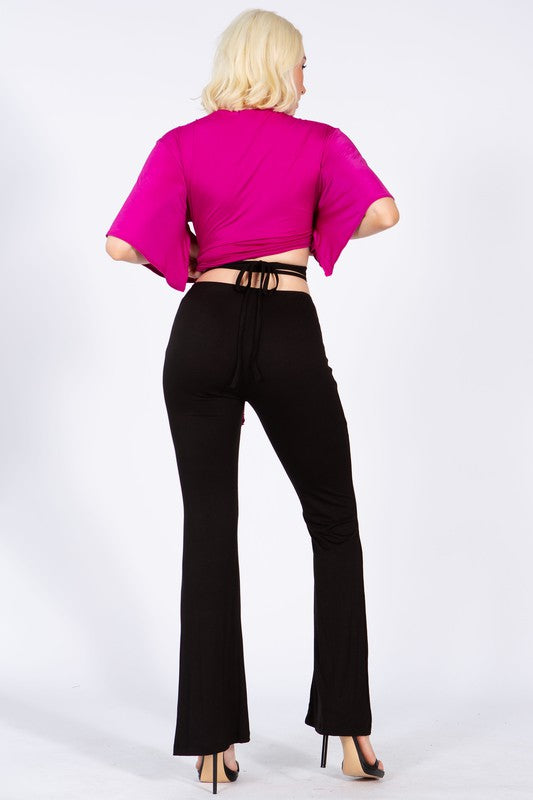 Priscilla Sleeve Knot Front Crop Blouse