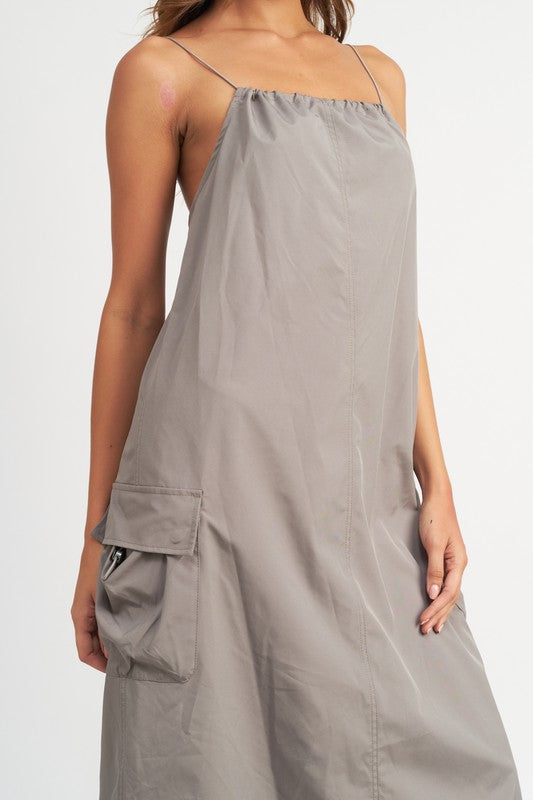 SPAGHETTI STRAP UTILITY DRESS