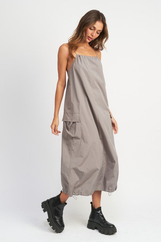 SPAGHETTI STRAP UTILITY DRESS