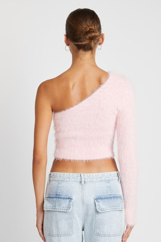 ONE SHOULDER COZY SWEATER TOP (2 Colors)